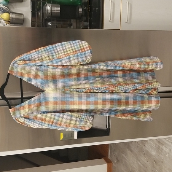 💕GANNI💕 Seersucker Check Dress ~ Midi Tent Plaid Picnic Balloon Sleeve Size 40 - Picture 14 of 16